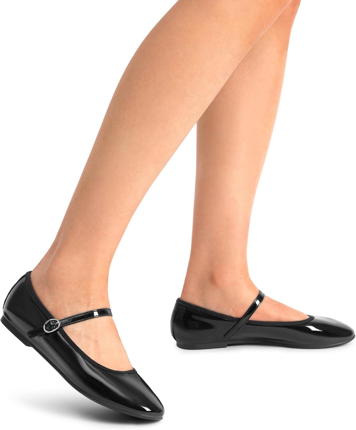 imageDREAM PAIRS Womens Ballet Flats Mary Jane Shoes Round Toe Comfortable Dressy Casual Slipon Work Daily Soft Flat ShoesBlackpat