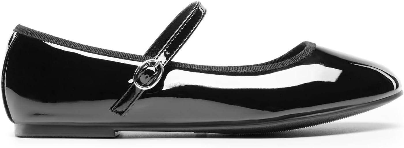 imageDREAM PAIRS Womens Ballet Flats Mary Jane Shoes Round Toe Comfortable Dressy Casual Slipon Work Daily Soft Flat ShoesBlackpat