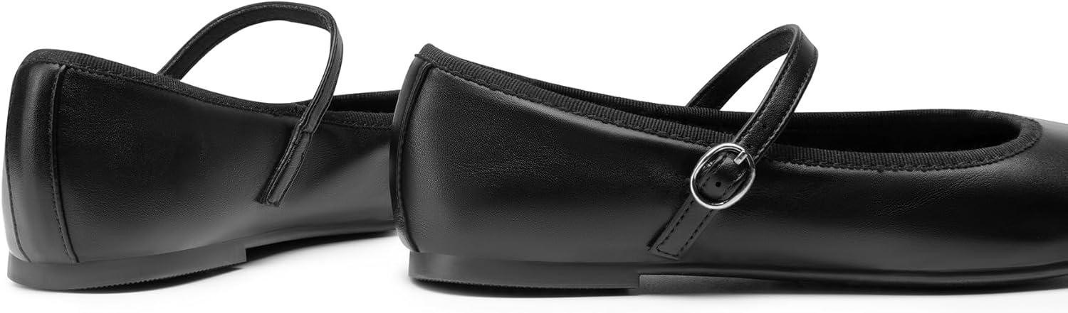 imageDREAM PAIRS Womens Ballet Flats Mary Jane Shoes Round Toe Comfortable Dressy Casual Slipon Work Daily Soft Flat ShoesBlackpu