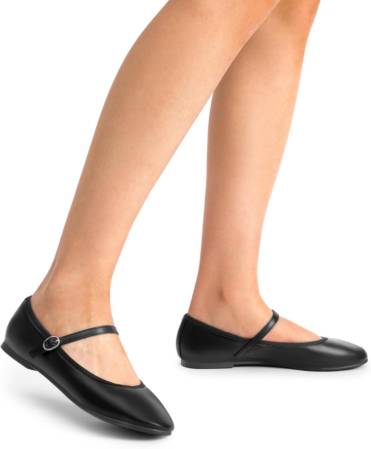 imageDREAM PAIRS Womens Ballet Flats Mary Jane Shoes Round Toe Comfortable Dressy Casual Slipon Work Daily Soft Flat ShoesBlackpu