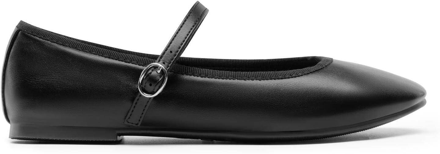imageDREAM PAIRS Womens Ballet Flats Mary Jane Shoes Round Toe Comfortable Dressy Casual Slipon Work Daily Soft Flat ShoesBlackpu