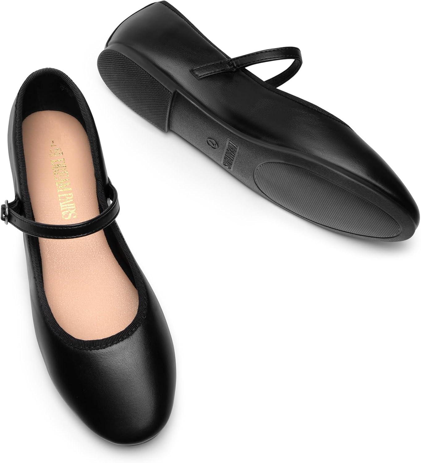 imageDREAM PAIRS Womens Ballet Flats Mary Jane Shoes Round Toe Comfortable Dressy Casual Slipon Work Daily Soft Flat ShoesBlackpu