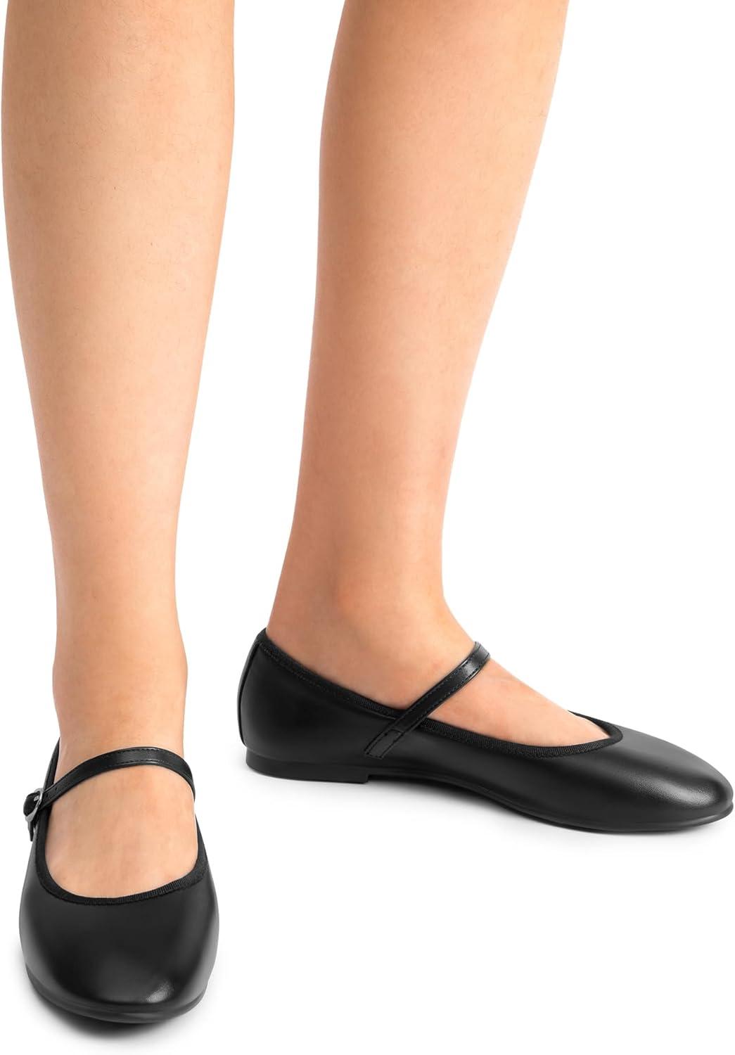 imageDREAM PAIRS Womens Ballet Flats Mary Jane Shoes Round Toe Comfortable Dressy Casual Slipon Work Daily Soft Flat ShoesBlackpu