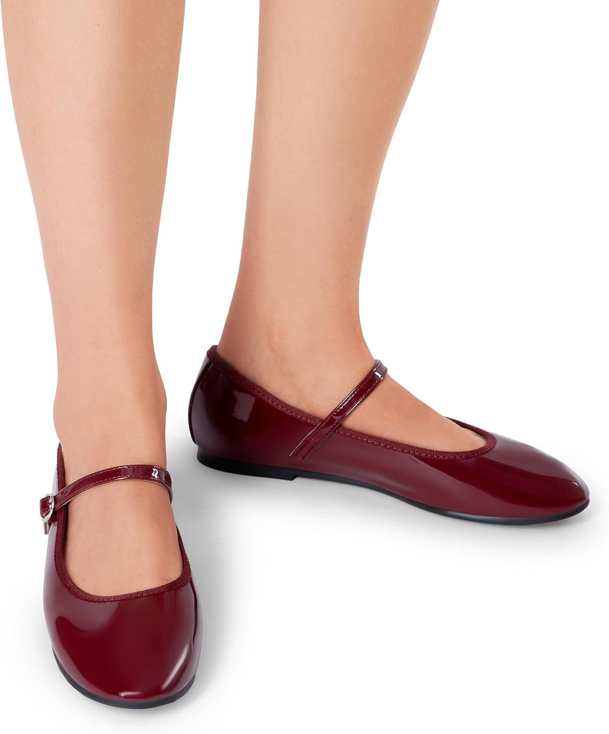 imageDREAM PAIRS Womens Ballet Flats Mary Jane Shoes Round Toe Comfortable Dressy Casual Slipon Work Daily Soft Flat ShoesBurgundy