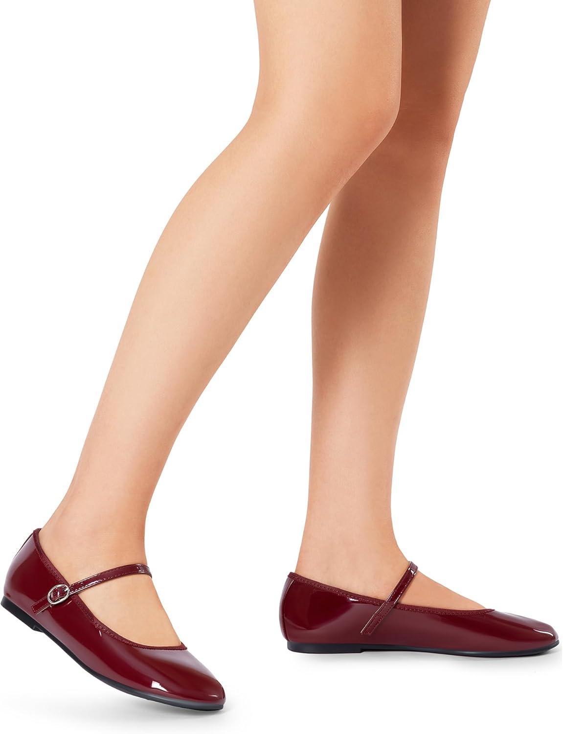 imageDREAM PAIRS Womens Ballet Flats Mary Jane Shoes Round Toe Comfortable Dressy Casual Slipon Work Daily Soft Flat ShoesBurgundy
