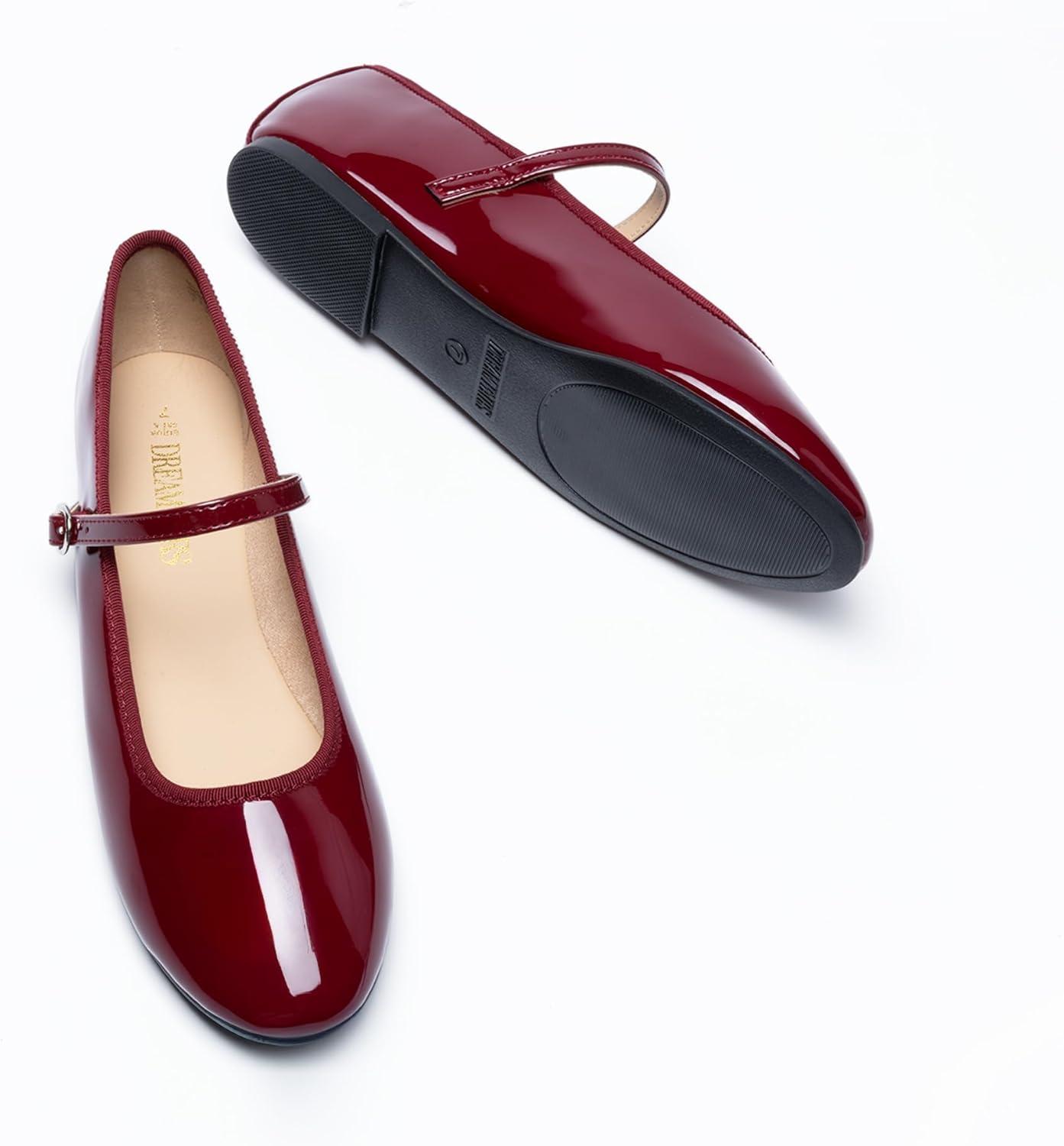 imageDREAM PAIRS Womens Ballet Flats Mary Jane Shoes Round Toe Comfortable Dressy Casual Slipon Work Daily Soft Flat ShoesBurgundy
