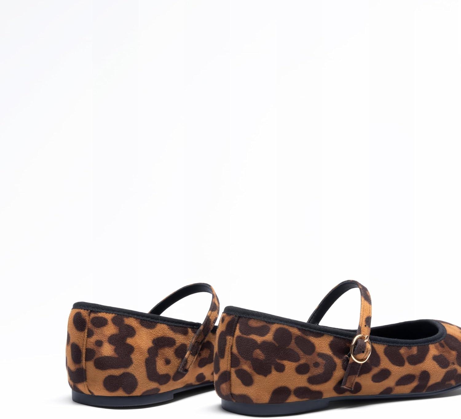 imageDREAM PAIRS Womens Ballet Flats Mary Jane Shoes Round Toe Comfortable Dressy Casual Slipon Work Daily Soft Flat ShoesLeopard