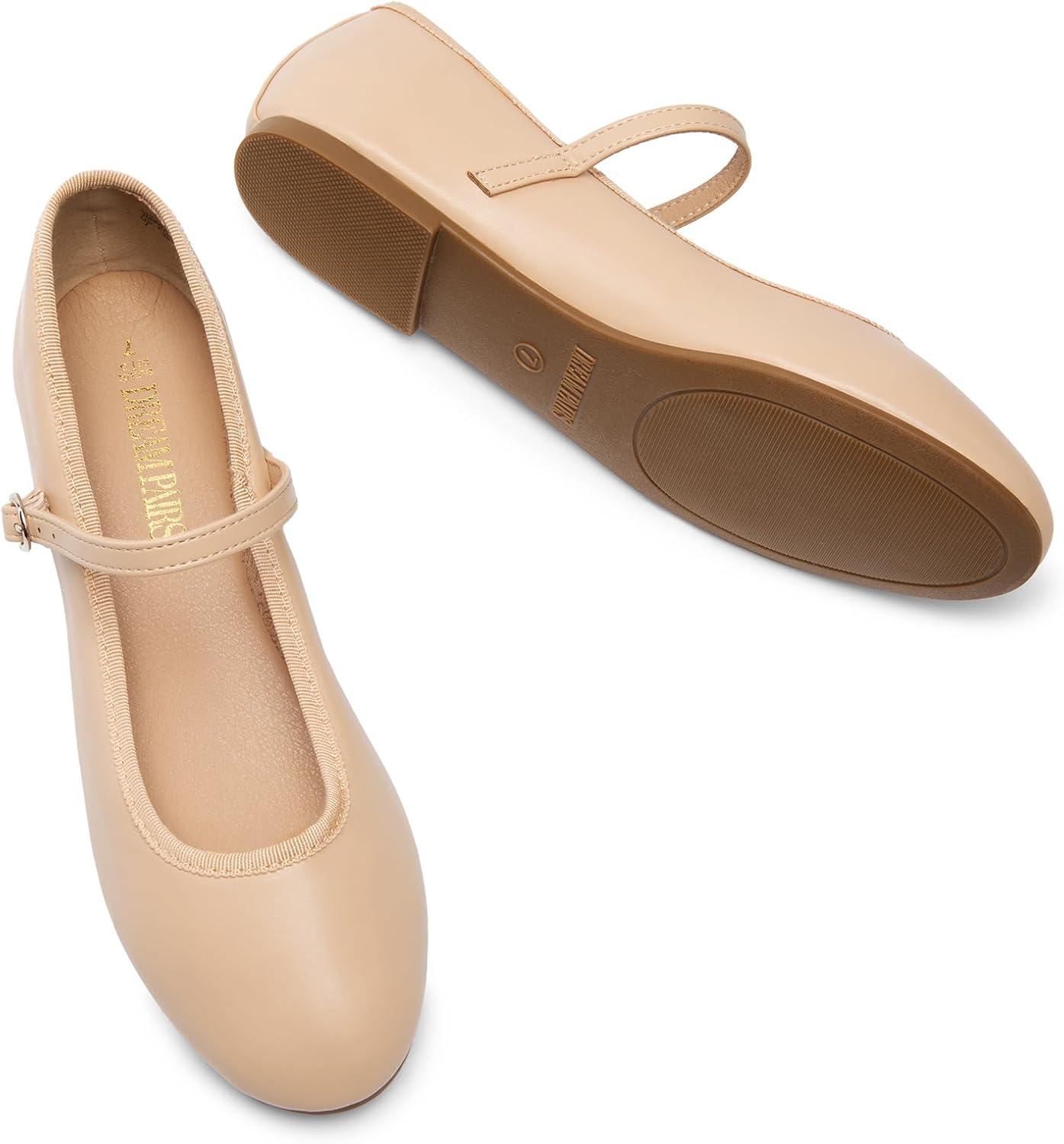 imageDREAM PAIRS Womens Ballet Flats Mary Jane Shoes Round Toe Comfortable Dressy Casual Slipon Work Daily Soft Flat ShoesNudepu