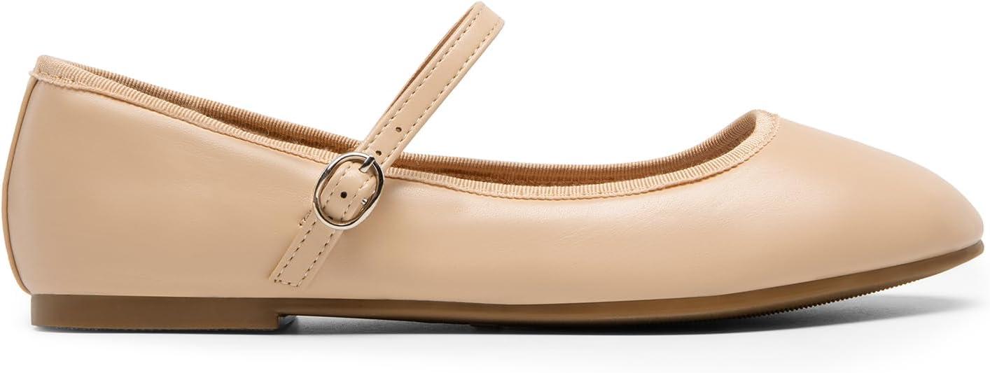 imageDREAM PAIRS Womens Ballet Flats Mary Jane Shoes Round Toe Comfortable Dressy Casual Slipon Work Daily Soft Flat ShoesNudepu
