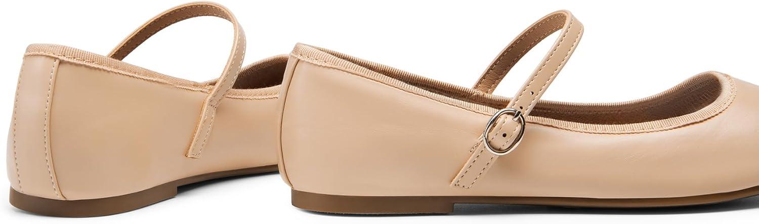 imageDREAM PAIRS Womens Ballet Flats Mary Jane Shoes Round Toe Comfortable Dressy Casual Slipon Work Daily Soft Flat ShoesNudepu