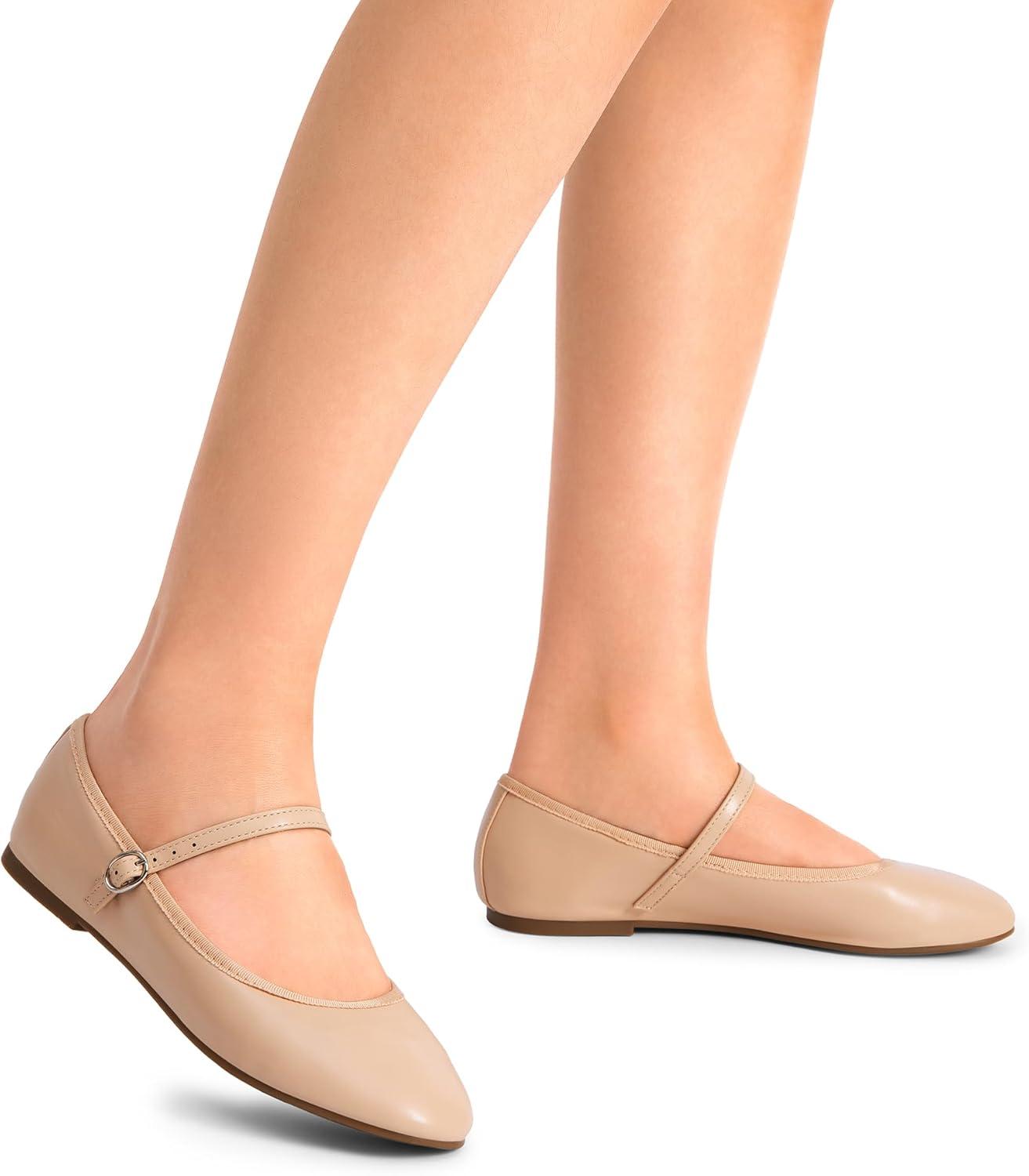 imageDREAM PAIRS Womens Ballet Flats Mary Jane Shoes Round Toe Comfortable Dressy Casual Slipon Work Daily Soft Flat ShoesNudepu
