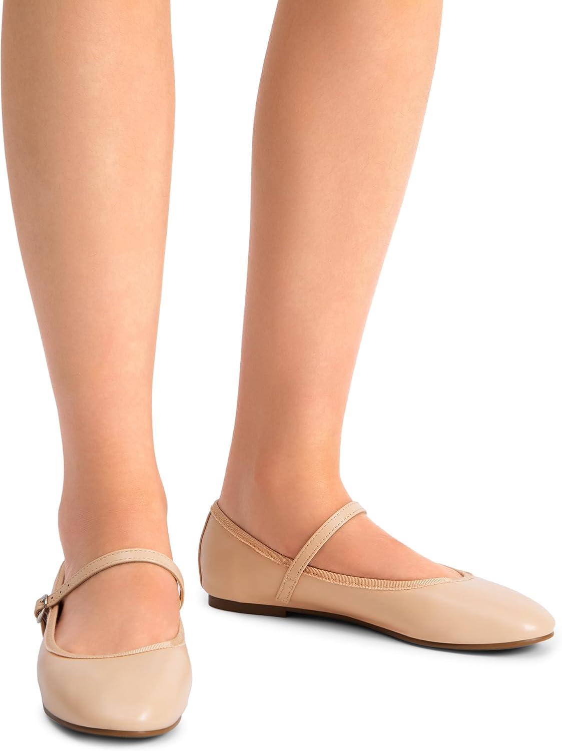 imageDREAM PAIRS Womens Ballet Flats Mary Jane Shoes Round Toe Comfortable Dressy Casual Slipon Work Daily Soft Flat ShoesNudepu