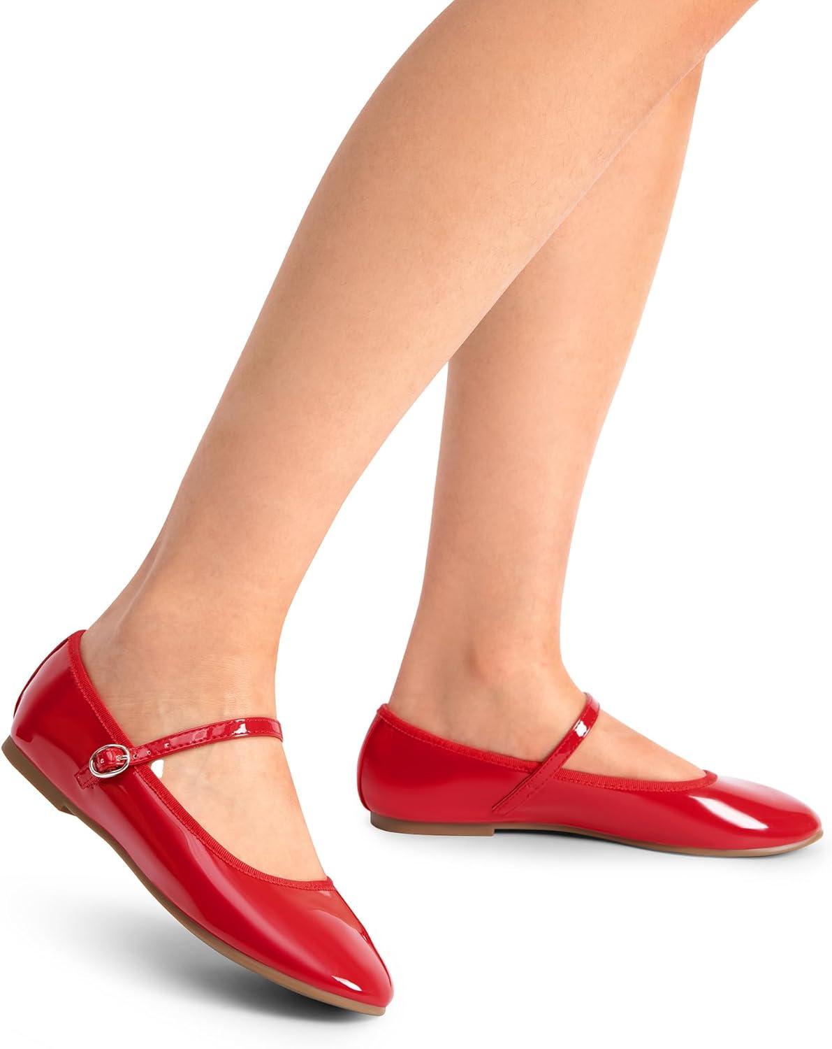 imageDREAM PAIRS Womens Ballet Flats Mary Jane Shoes Round Toe Comfortable Dressy Casual Slipon Work Daily Soft Flat ShoesRedpat