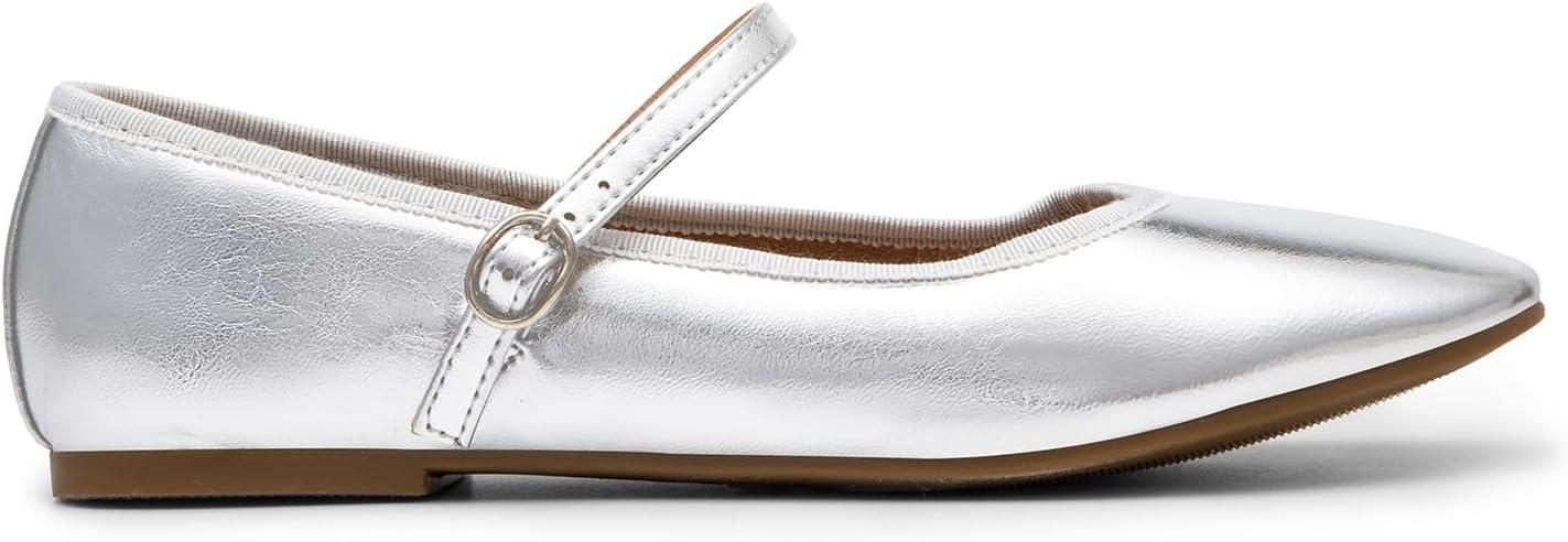 imageDREAM PAIRS Womens Ballet Flats Mary Jane Shoes Round Toe Comfortable Dressy Casual Slipon Work Daily Soft Flat ShoesSilverpu