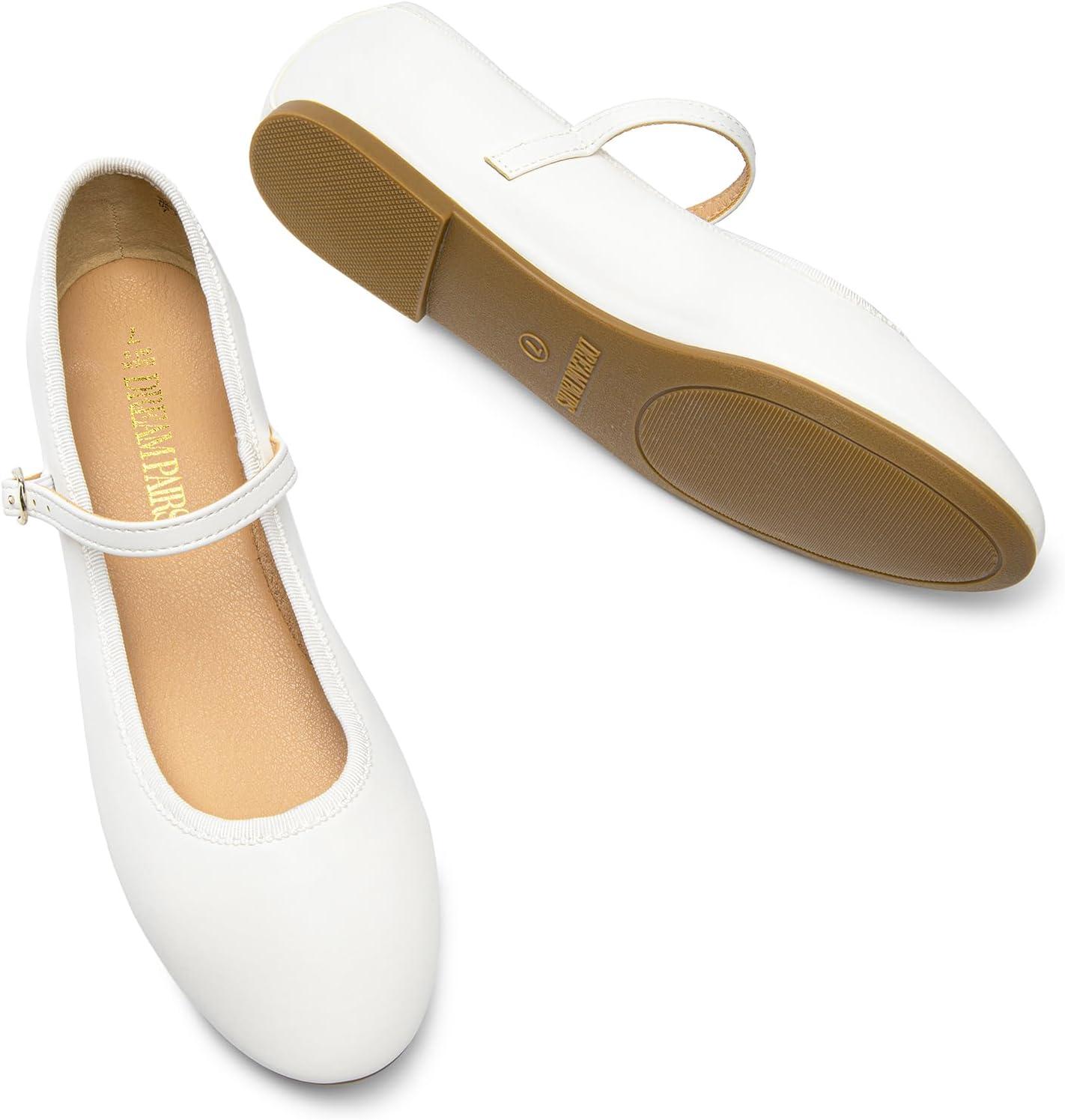 imageDREAM PAIRS Womens Ballet Flats Mary Jane Shoes Round Toe Comfortable Dressy Casual Slipon Work Daily Soft Flat ShoesWhitepu