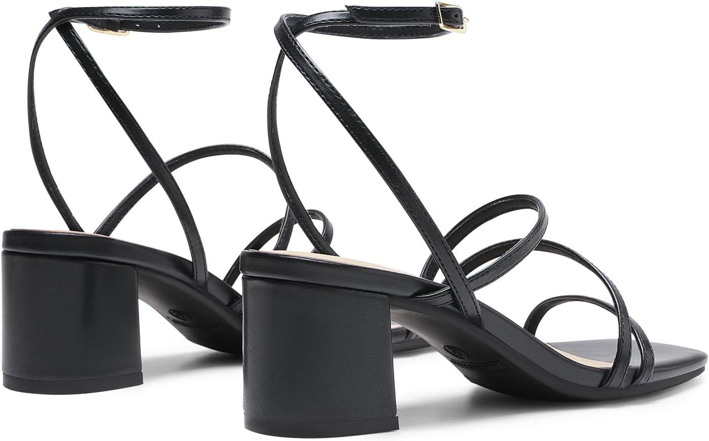 imageDREAM PAIRS Womens Block Heels 2 inch Strappy Square Toe Dressy Chunky Low Heeled Sandals for Party Wedding EveningBlackpu