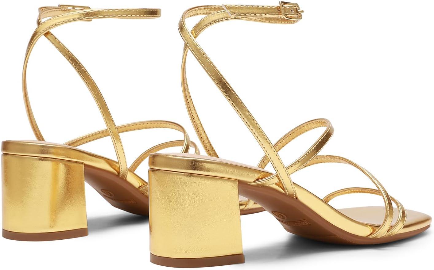 imageDREAM PAIRS Womens Block Heels 2 inch Strappy Square Toe Dressy Chunky Low Heeled Sandals for Party Wedding EveningGoldmetallic