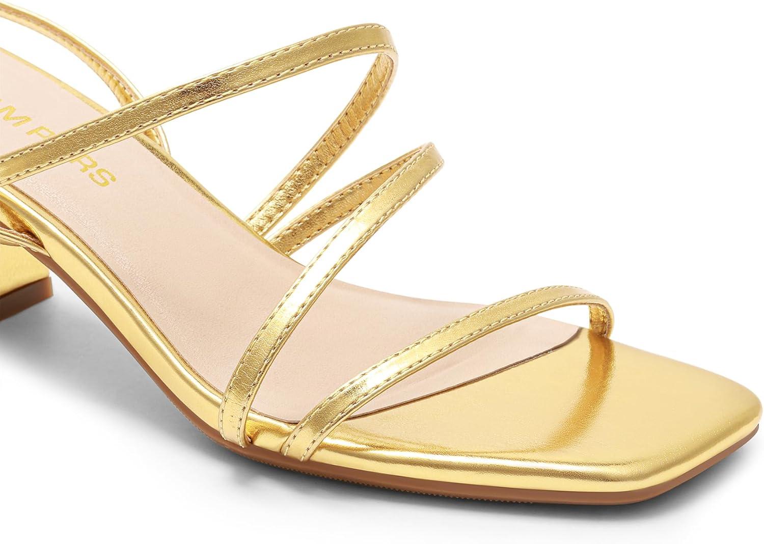 imageDREAM PAIRS Womens Block Heels 2 inch Strappy Square Toe Dressy Chunky Low Heeled Sandals for Party Wedding EveningGoldmetallic