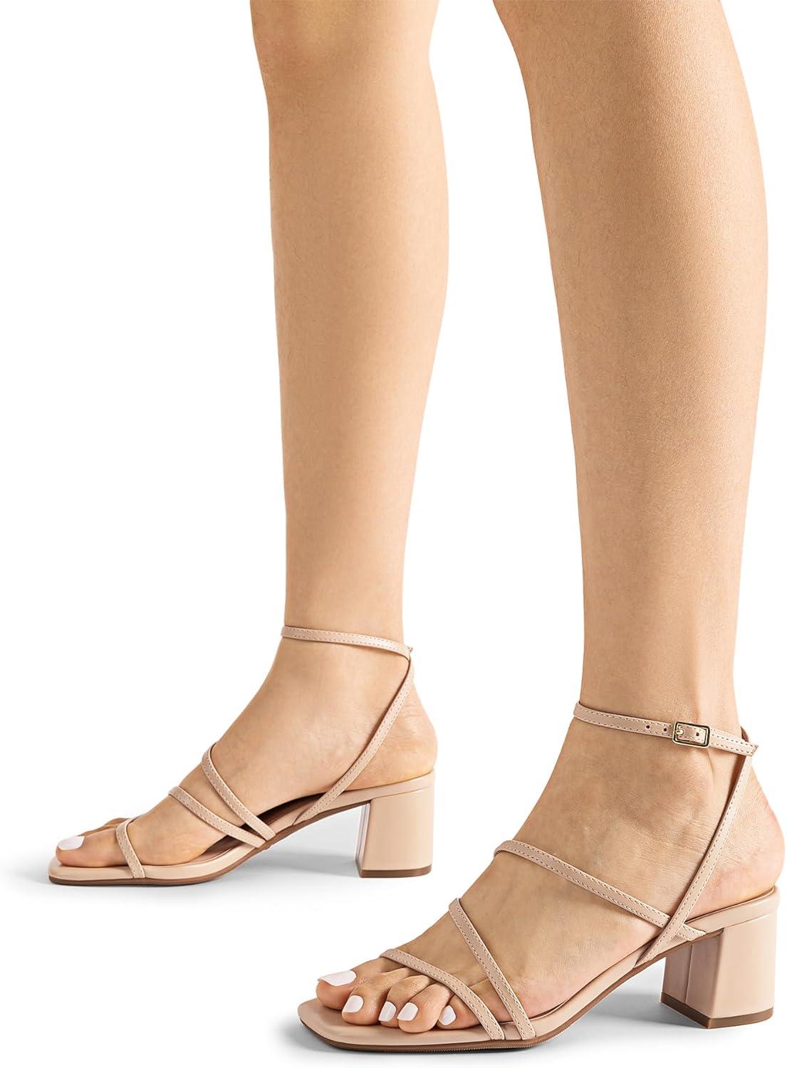 imageDREAM PAIRS Womens Block Heels 2 inch Strappy Square Toe Dressy Chunky Low Heeled Sandals for Party Wedding EveningNudepu