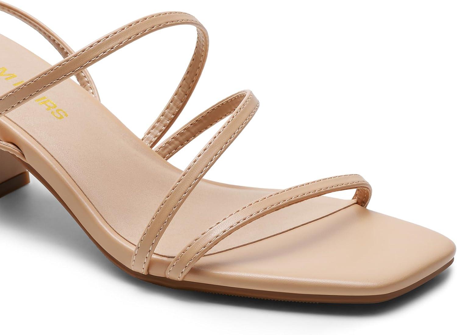 imageDREAM PAIRS Womens Block Heels 2 inch Strappy Square Toe Dressy Chunky Low Heeled Sandals for Party Wedding EveningNudepu