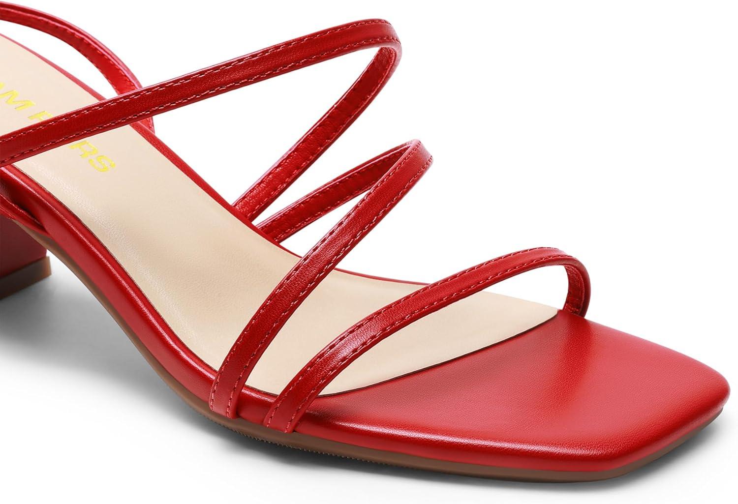 imageDREAM PAIRS Womens Block Heels 2 inch Strappy Square Toe Dressy Chunky Low Heeled Sandals for Party Wedding EveningRedpu