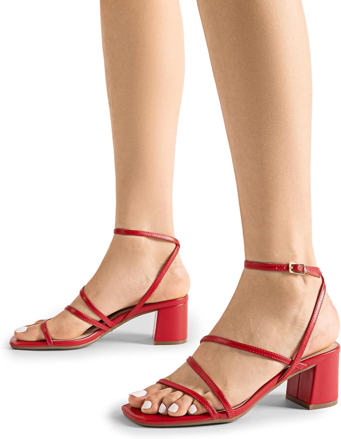 imageDREAM PAIRS Womens Block Heels 2 inch Strappy Square Toe Dressy Chunky Low Heeled Sandals for Party Wedding EveningRedpu