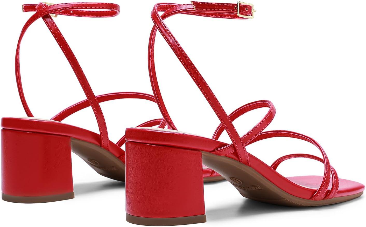 imageDREAM PAIRS Womens Block Heels 2 inch Strappy Square Toe Dressy Chunky Low Heeled Sandals for Party Wedding EveningRedpu