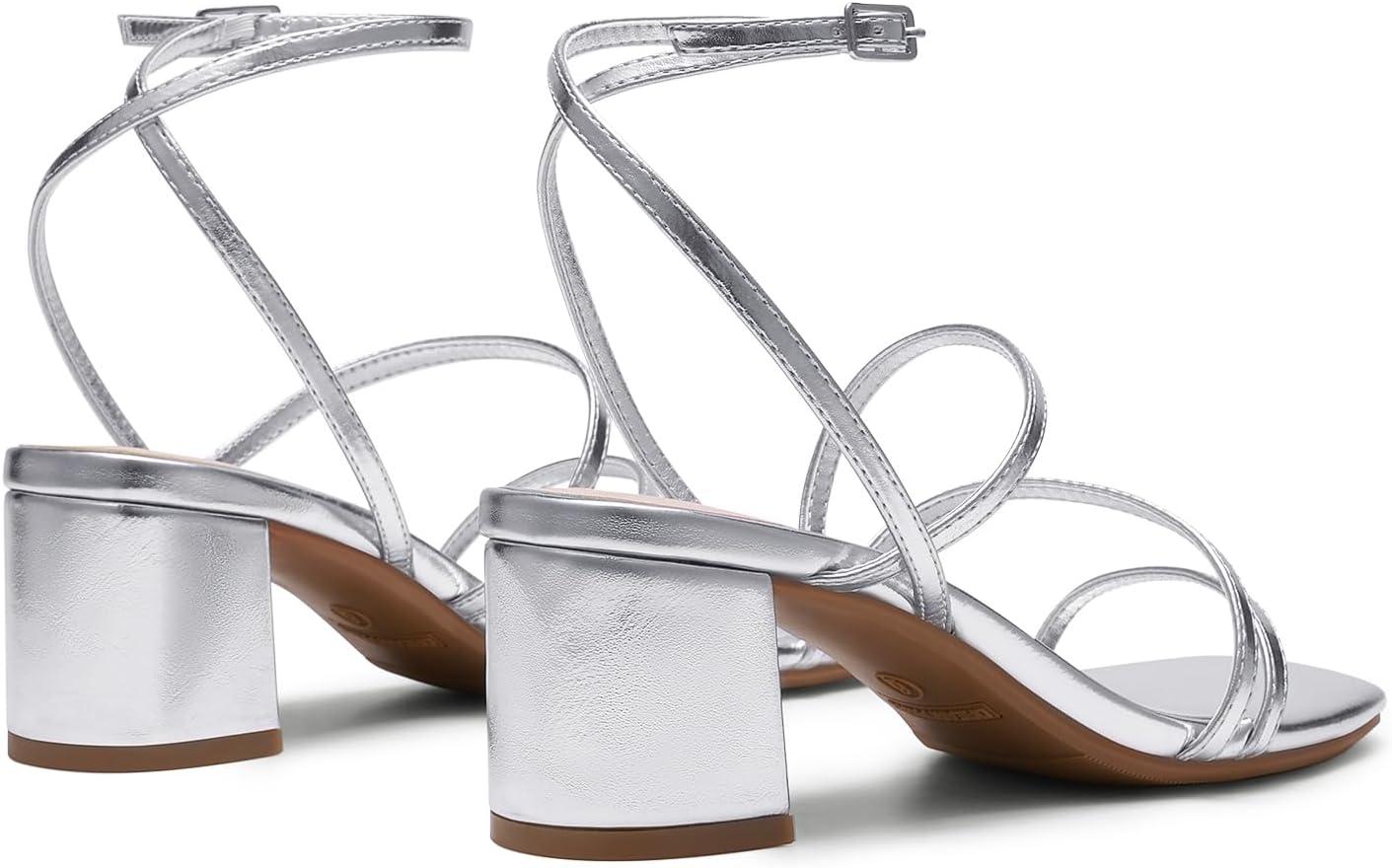 imageDREAM PAIRS Womens Block Heels 2 inch Strappy Square Toe Dressy Chunky Low Heeled Sandals for Party Wedding EveningSilvermetallic