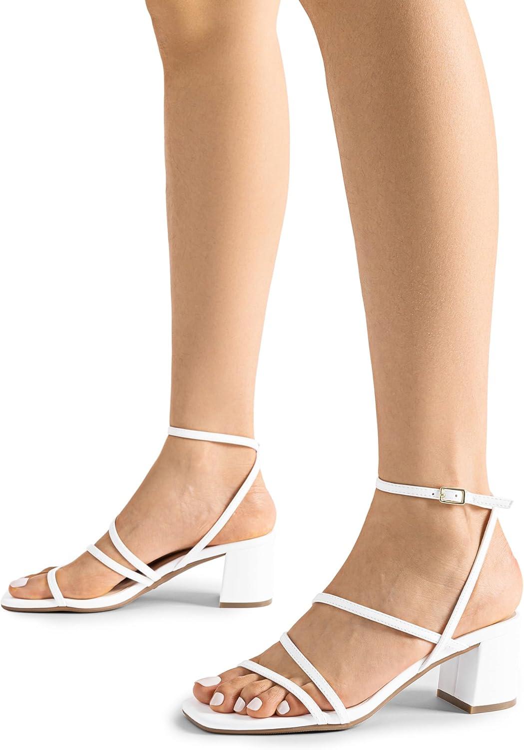 imageDREAM PAIRS Womens Block Heels 2 inch Strappy Square Toe Dressy Chunky Low Heeled Sandals for Party Wedding EveningWhitepu