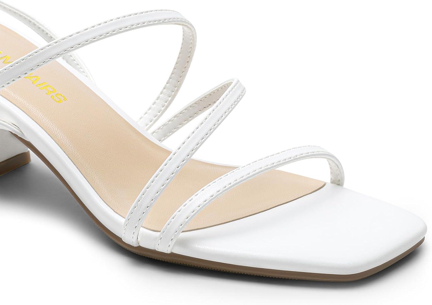 imageDREAM PAIRS Womens Block Heels 2 inch Strappy Square Toe Dressy Chunky Low Heeled Sandals for Party Wedding EveningWhitepu