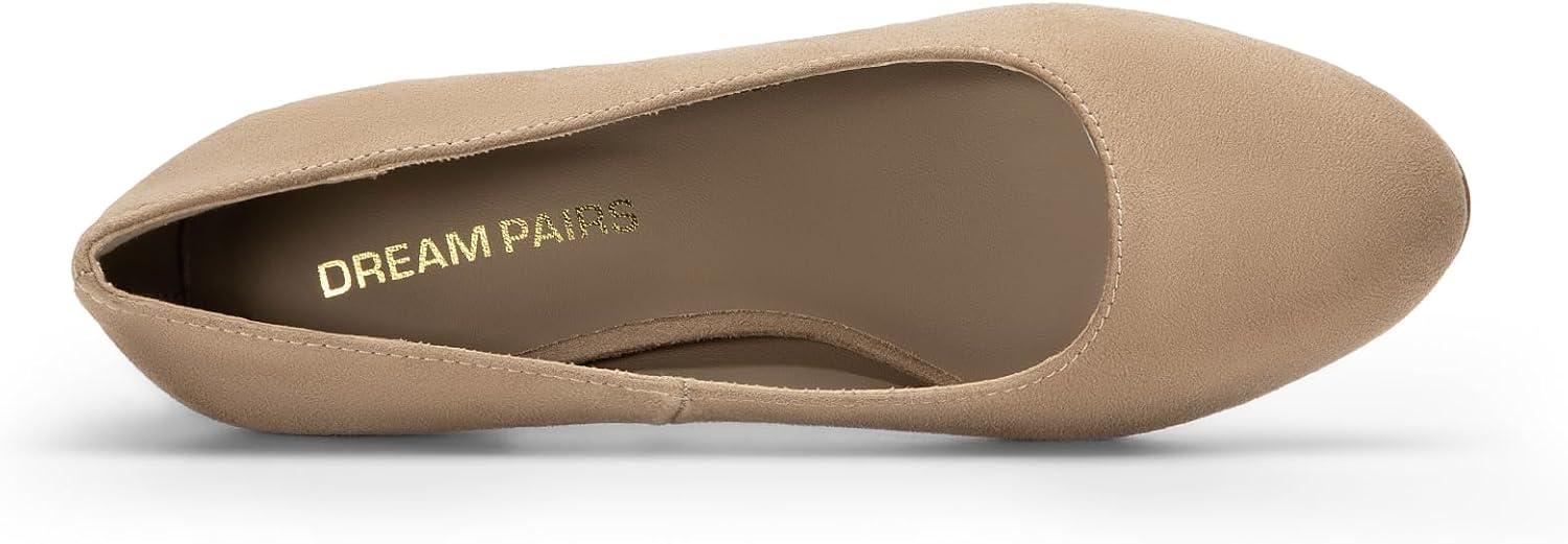 imageDREAM PAIRS Womens Block Heels Closed Toe High Chunky Rounded Toe Pumps Comfortable Slip On Work ShoesKhaki