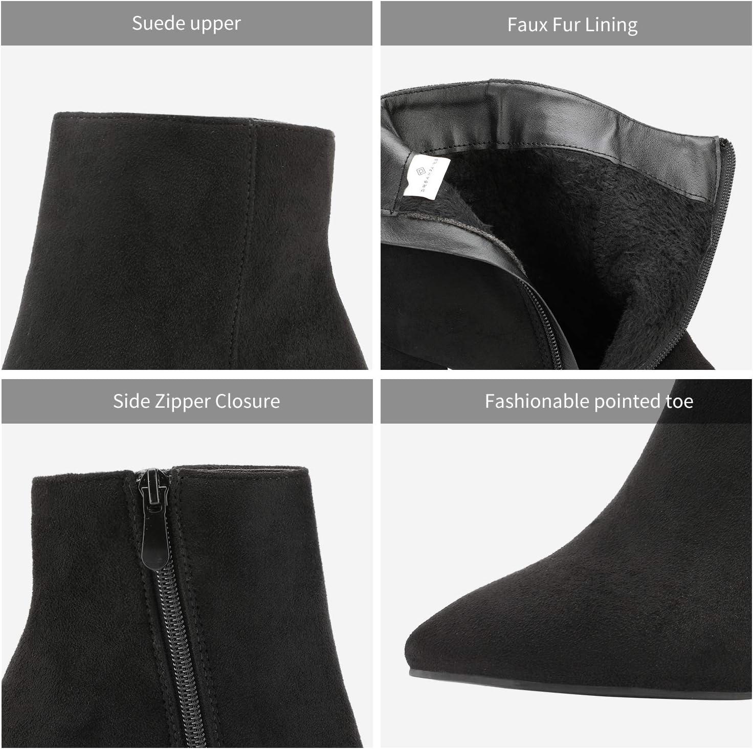 imageDREAM PAIRS Womens Chunky Heel Ankle Booties Pointed Toe Short BootsBlack