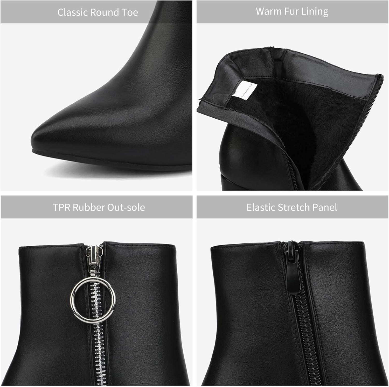 imageDREAM PAIRS Womens Chunky Heel Ankle Booties Pointed Toe Short BootsBlackPu3