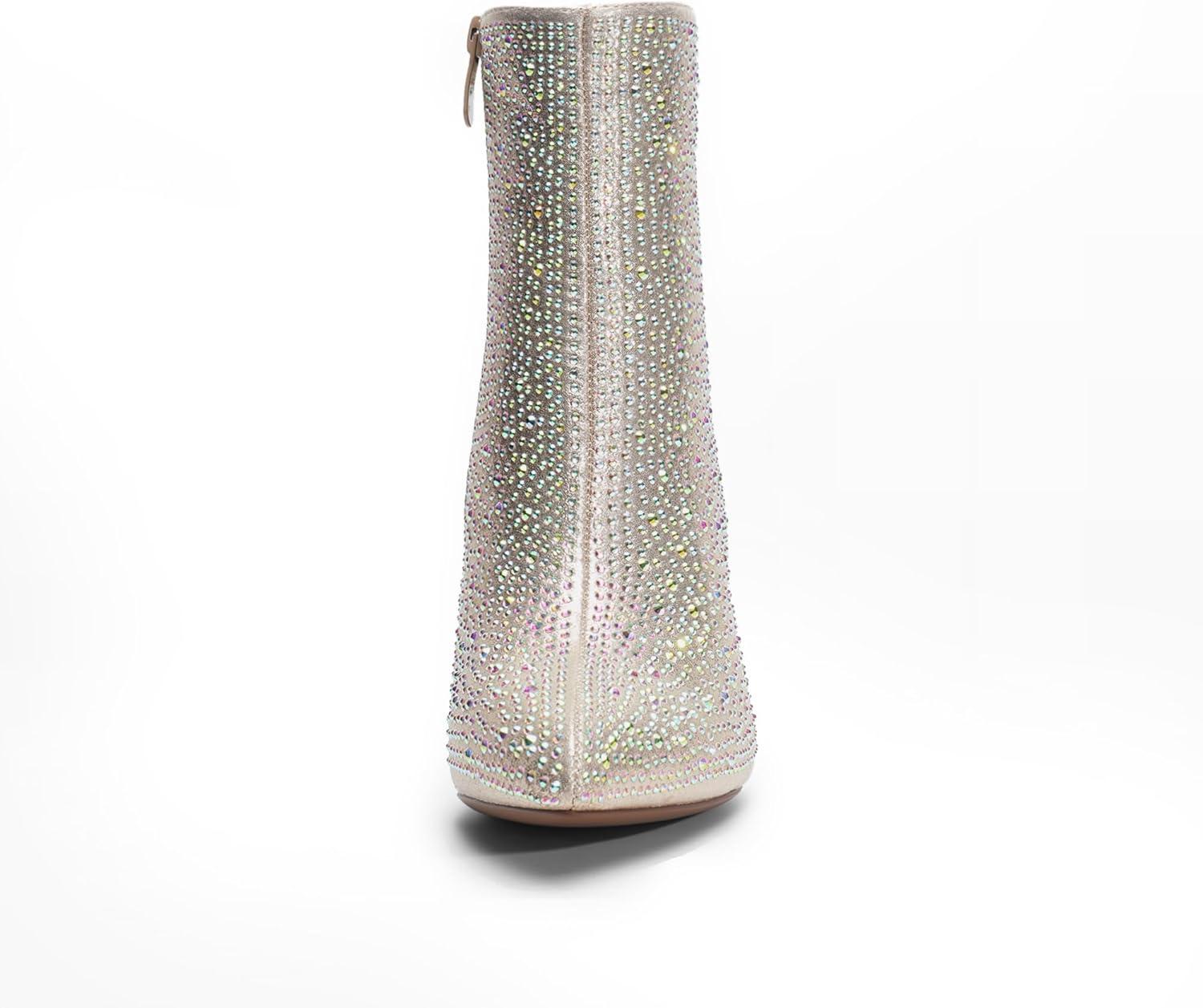 imageDREAM PAIRS Womens Chunky Heel Ankle Booties Pointed Toe Short BootsGold