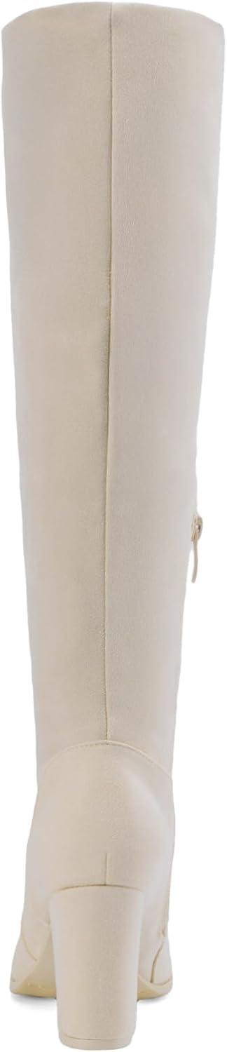 imageDREAM PAIRS Womens Chunky Heel Knee High BootsBeige