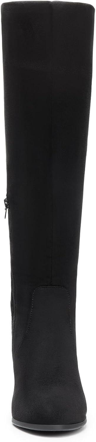 imageDREAM PAIRS Womens Chunky Heel Knee High BootsBlack