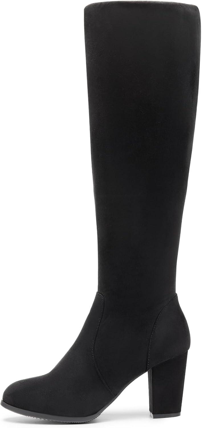 imageDREAM PAIRS Womens Chunky Heel Knee High BootsBlack