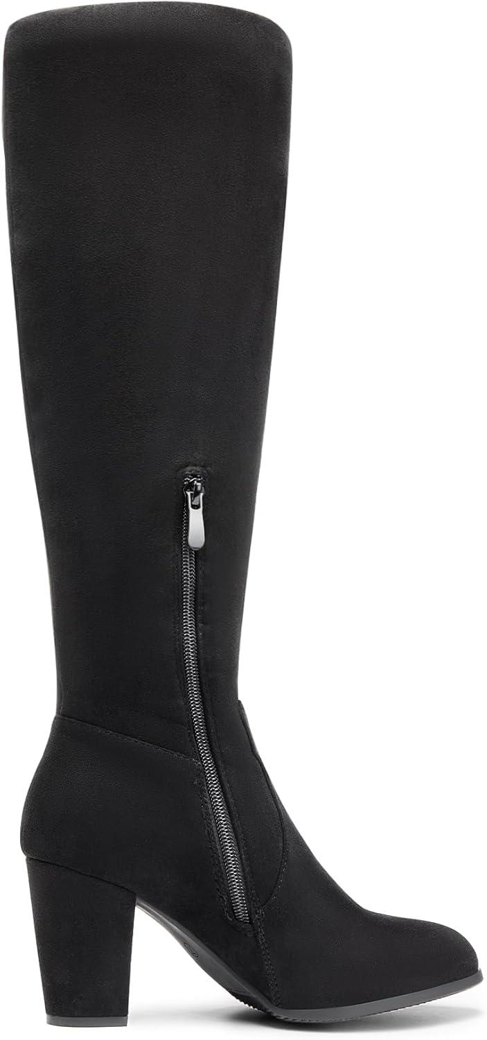 imageDREAM PAIRS Womens Chunky Heel Knee High BootsBlack