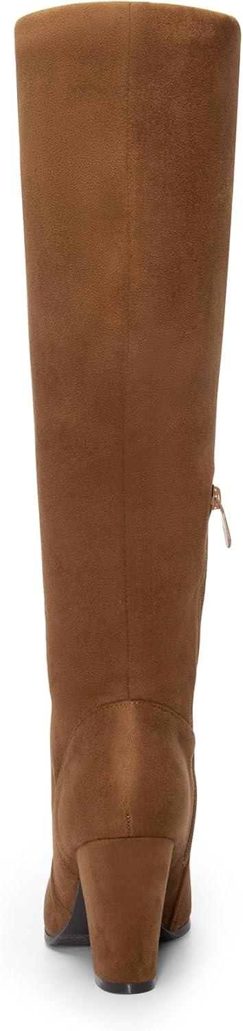 imageDREAM PAIRS Womens Chunky Heel Knee High BootsBrownsuede