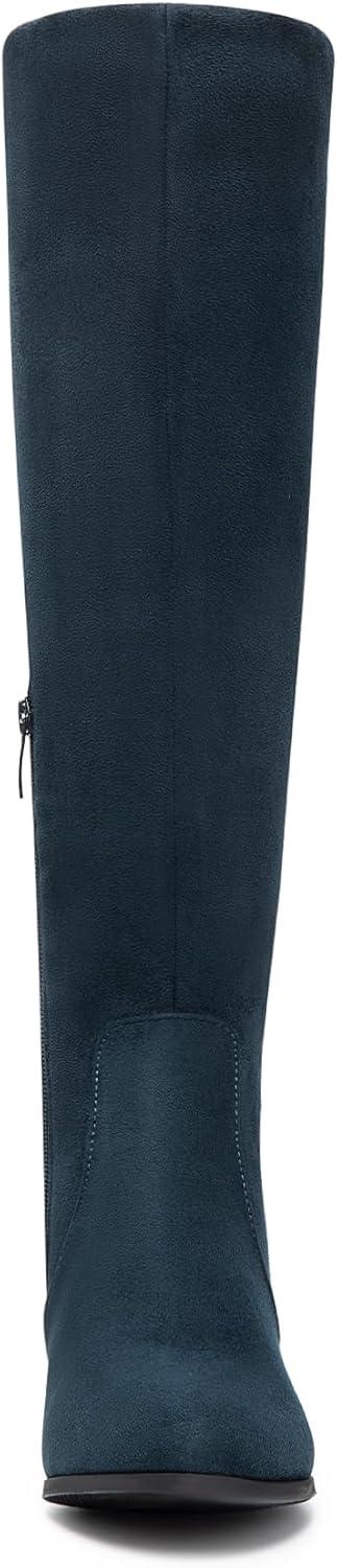 imageDREAM PAIRS Womens Chunky Heel Knee High BootsDarkBlue