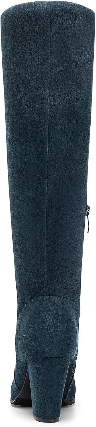 imageDREAM PAIRS Womens Chunky Heel Knee High BootsDarkBlue