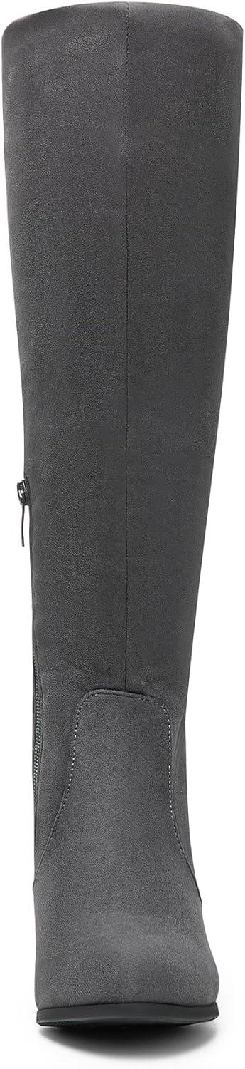 imageDREAM PAIRS Womens Chunky Heel Knee High BootsGrey