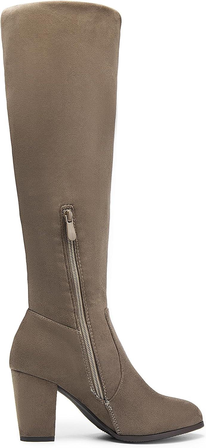 imageDREAM PAIRS Womens Chunky Heel Knee High BootsKhaki