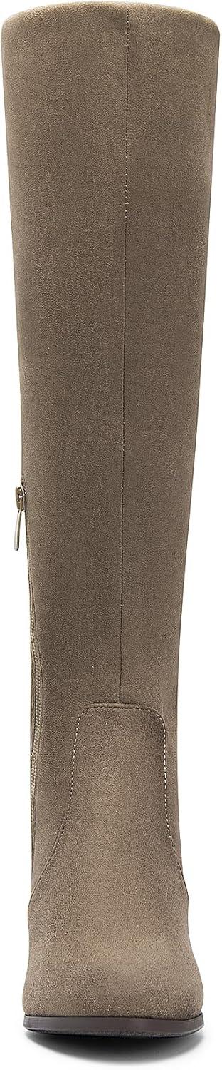 imageDREAM PAIRS Womens Chunky Heel Knee High BootsKhaki