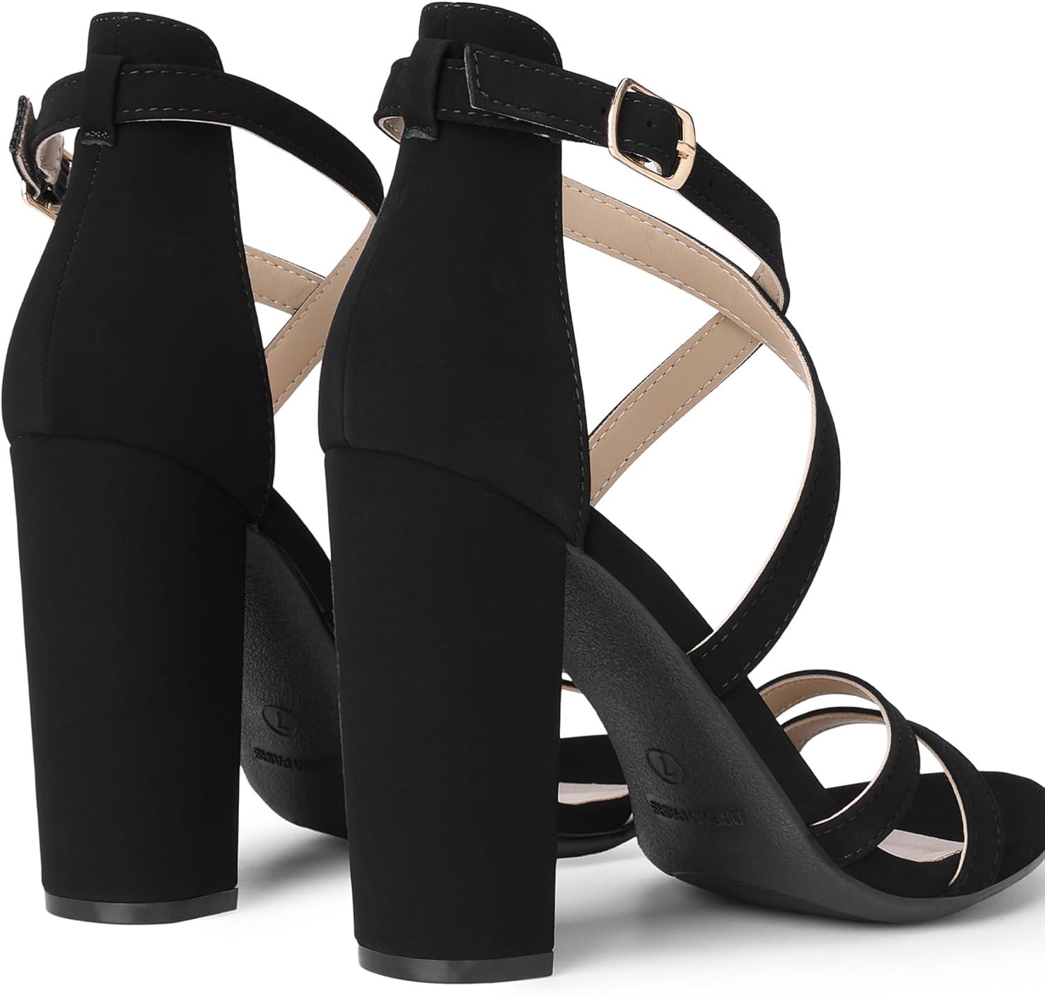 imageDREAM PAIRS Womens Chunky Heels 4 inch High Multi Strap Soft Comfort Block Heeled Sandals for Prom Dancing WeddingBlack