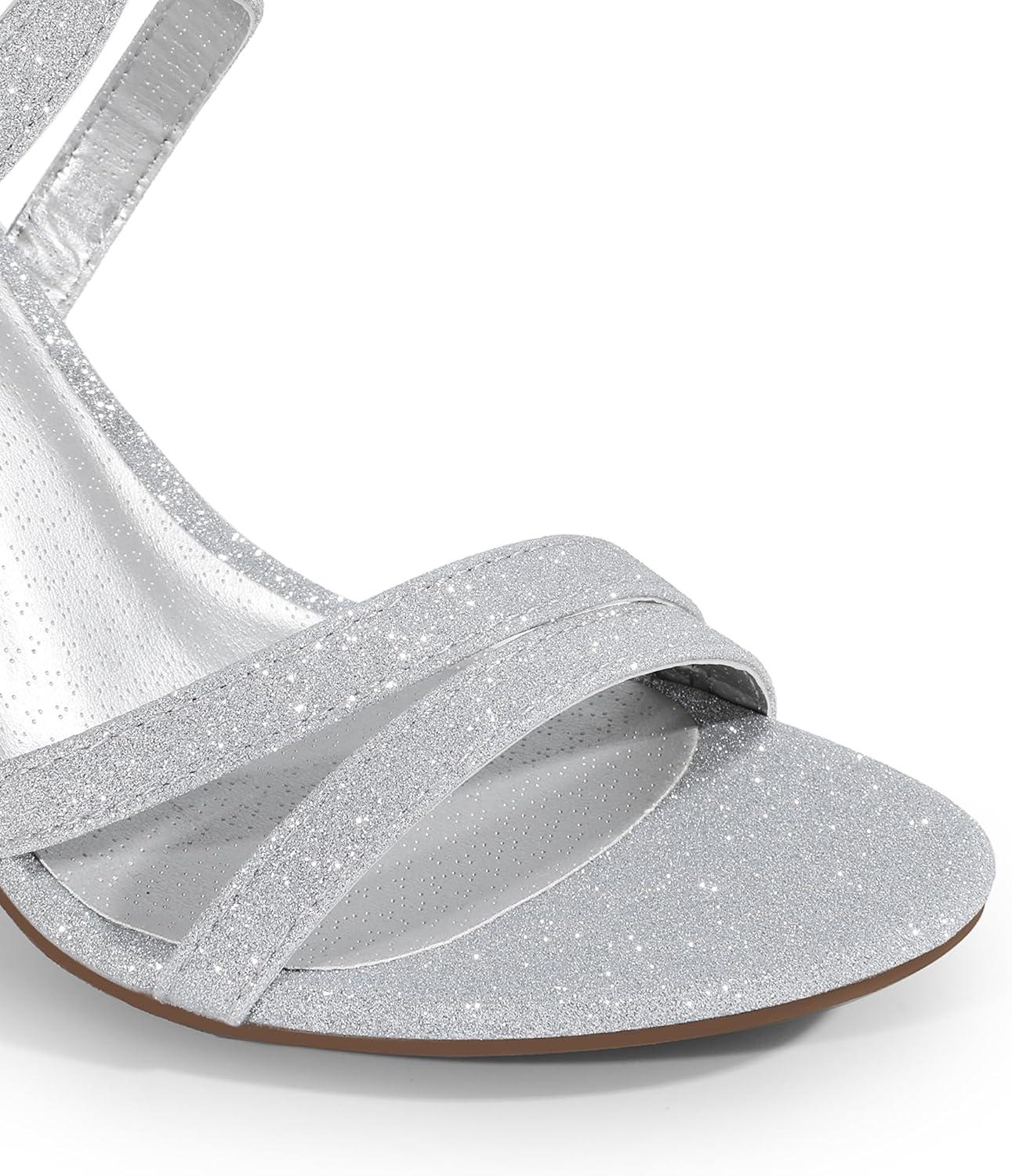 imageDREAM PAIRS Womens Chunky Heels 4 inch High Multi Strap Soft Comfort Block Heeled Sandals for Prom Dancing WeddingSilver