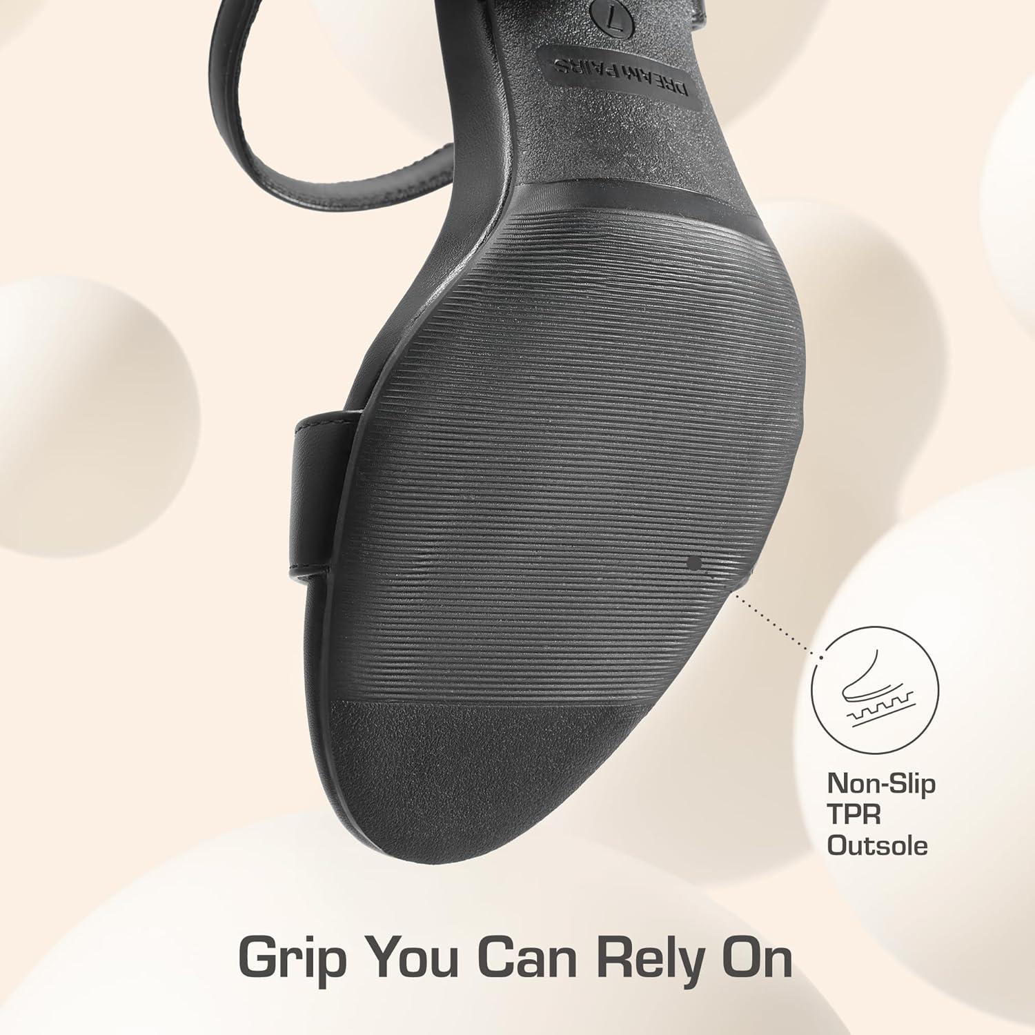 imageDREAM PAIRS Womens Chunky Heels Block Round Open Toe Ankle Strap Heel Fashion Wedding Party Comfort Dress Sandals ShoesBlackpu