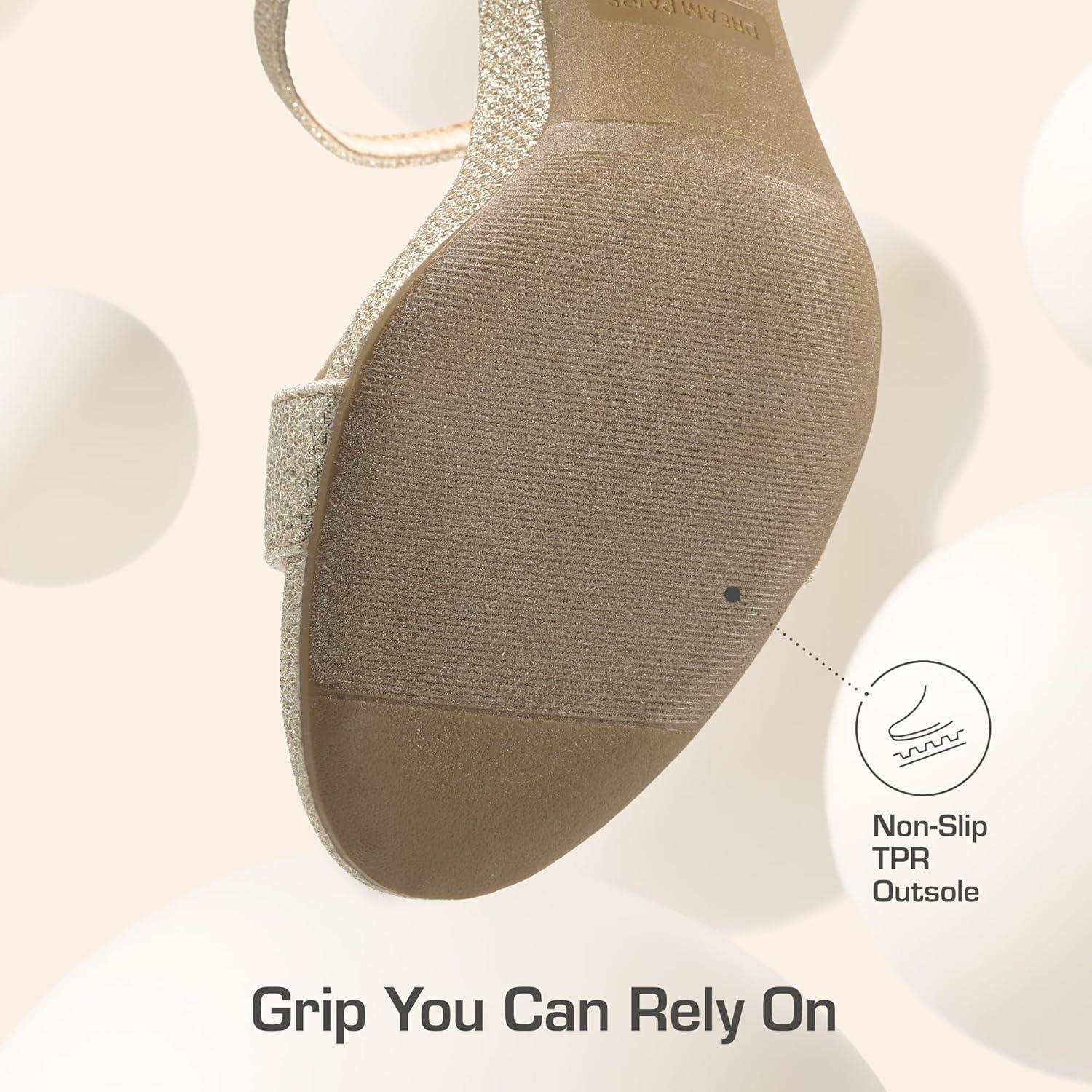 imageDREAM PAIRS Womens Chunky Heels Block Round Open Toe Ankle Strap Heel Fashion Wedding Party Comfort Dress Sandals ShoesGold