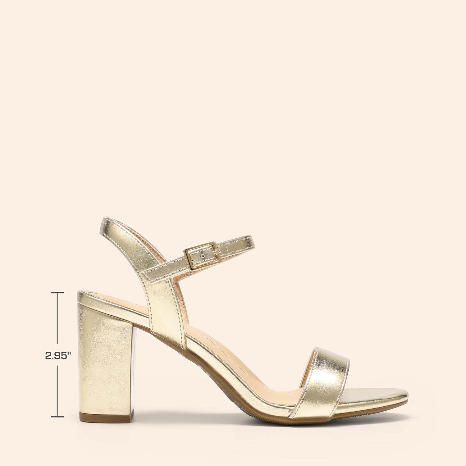 imageDREAM PAIRS Womens Chunky Heels Block Round Open Toe Ankle Strap Heel Fashion Wedding Party Comfort Dress Sandals ShoesLight Gold