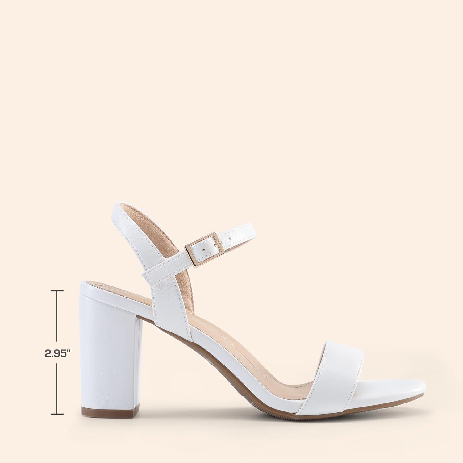 imageDREAM PAIRS Womens Chunky Heels Block Round Open Toe Ankle Strap Heel Fashion Wedding Party Comfort Dress Sandals ShoesWhite